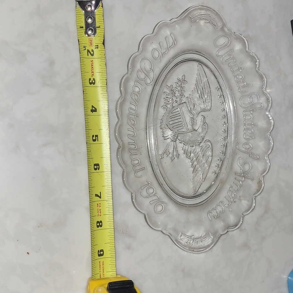 Bicentennial Glass Plate United States of America 1776 Bicentennial 1976 Eagle - Picture 2 of 2
